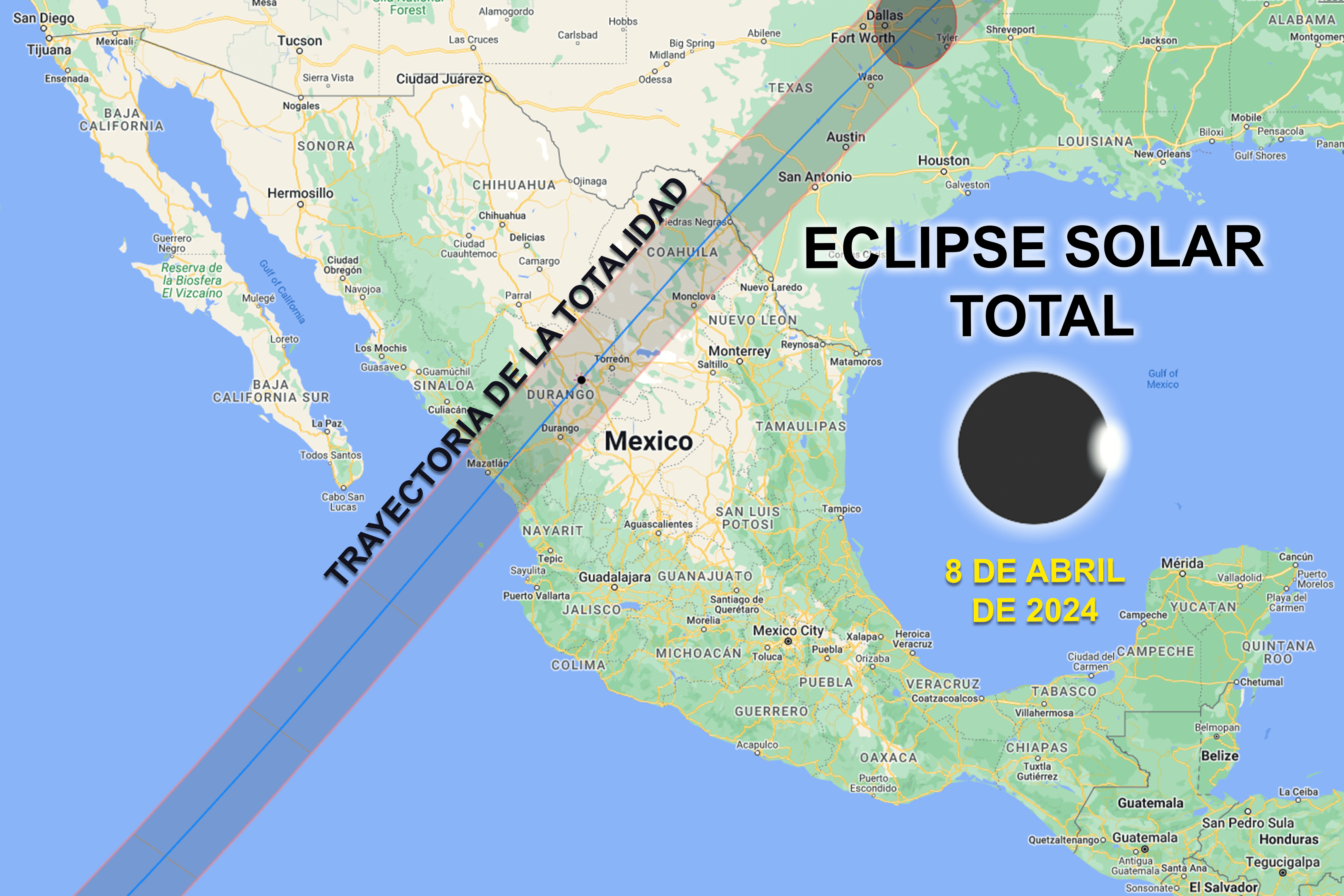 ¿Por dónde pasará el Eclipse Solar 2024 en México? EclipseVision