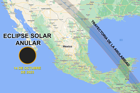 Trayectoria del eclipse solar anular en Mexico 2023
