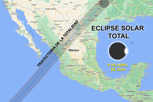 Trayectoria del eclipse solar total en Mexico el 8 de abril de 2024