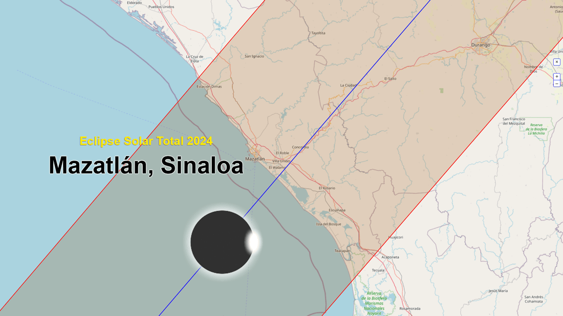 Eclipse Solar 2024 Mapa desde Mazatlan Sinaloa